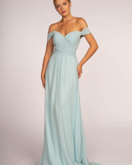 BRIDESMAID SILVERY BLUE LONG DRESS GL2550